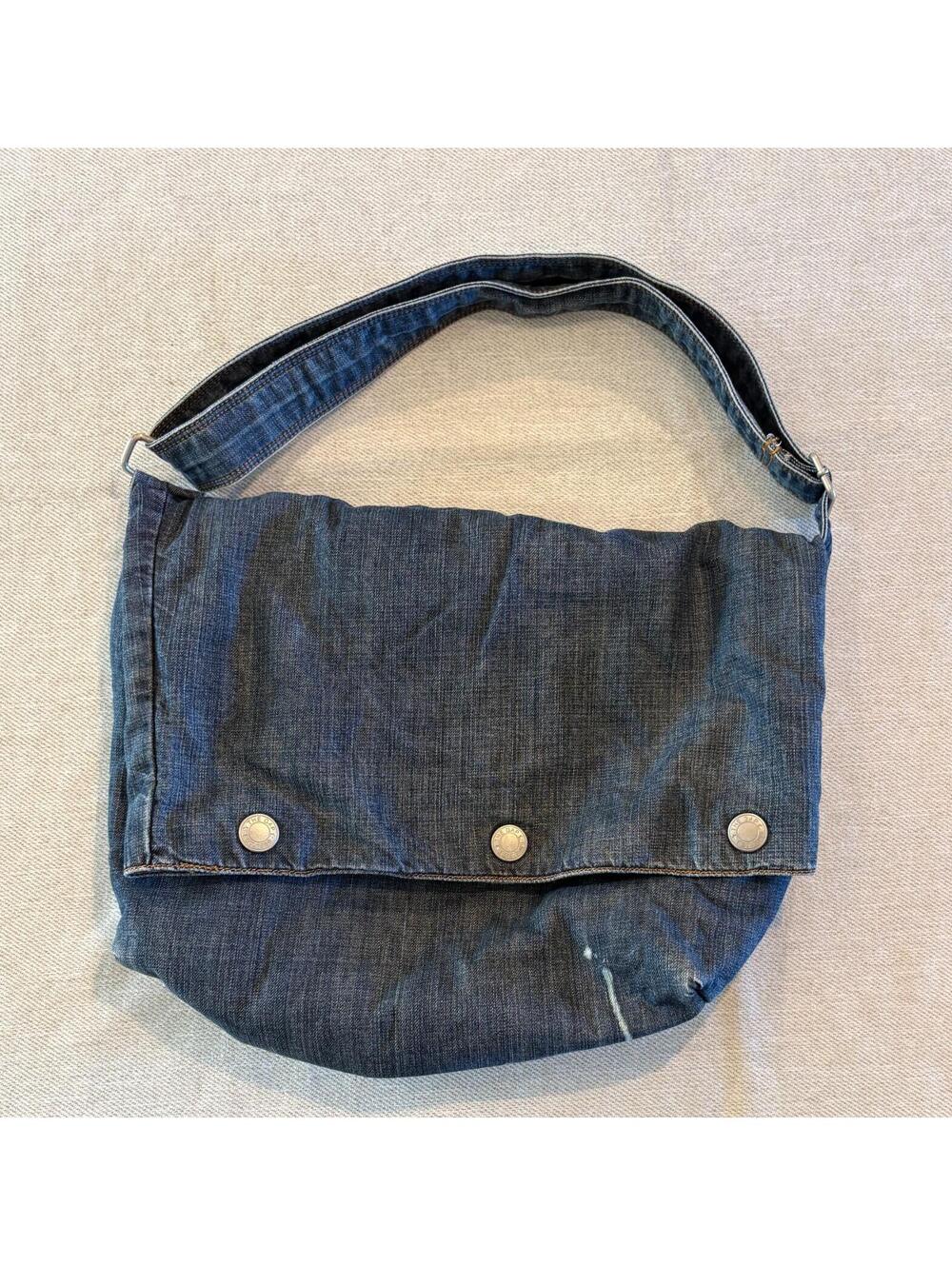 Vtg GAP Denim Worker Bag Messenger Crossbody Y2K Utility Workwear Sling Large